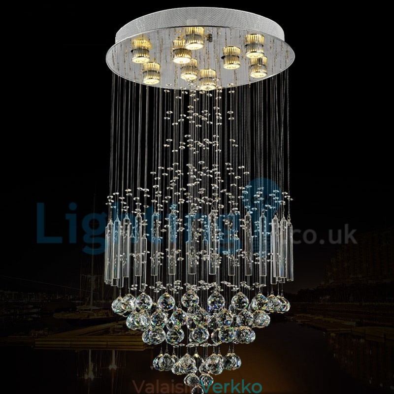 Moderni nykyaikainen kattokruunu uppoasennettava riippuvalaisin Crystal Rain Drop Light