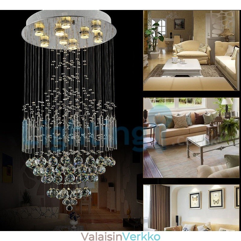 Moderni nykyaikainen kattokruunu uppoasennettava riippuvalaisin Crystal Rain Drop Light