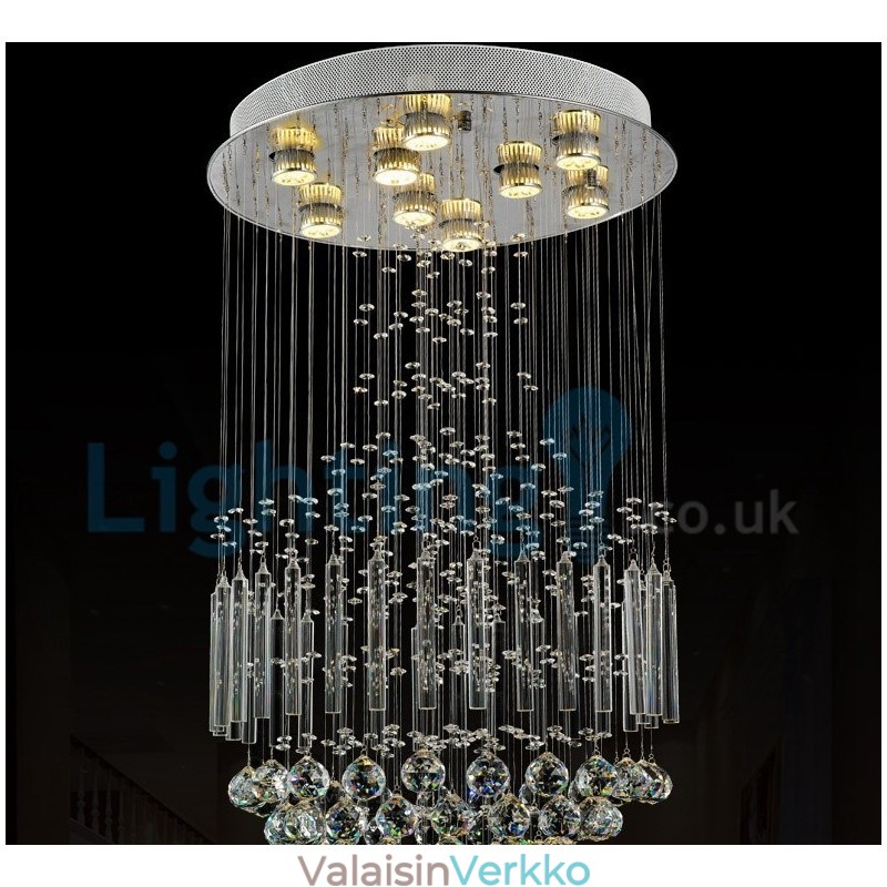Moderni nykyaikainen kattokruunu uppoasennettava riippuvalaisin Crystal Rain Drop Light
