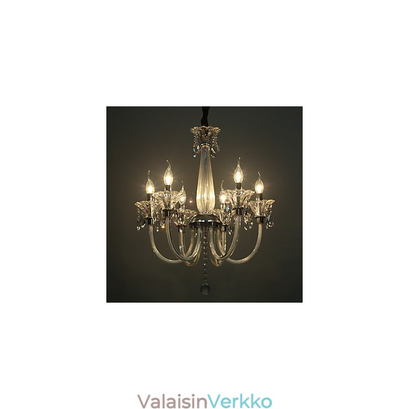 American Style Lodge 6 vaalea kattokruunu lasivarjostimella