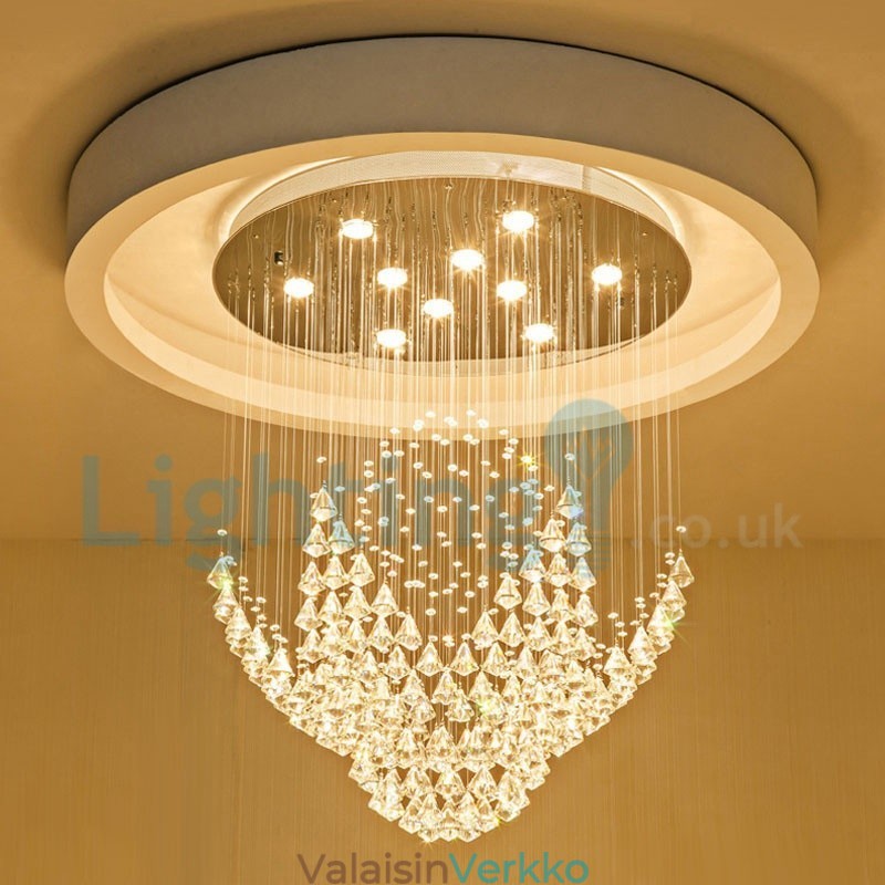 Moderni nykyaikainen kattokruunu uppoasennettava riippuvalaisin Crystal Rain Drop Light
