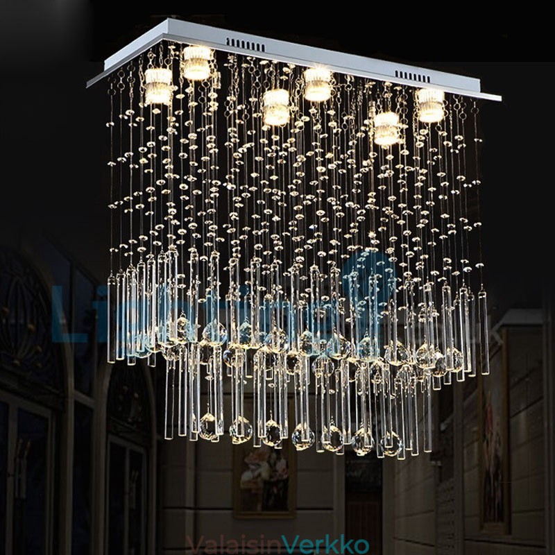 Moderni nykyaikainen kattokruunu uppoasennettava riippuvalaisin Crystal Rain Drop Light
