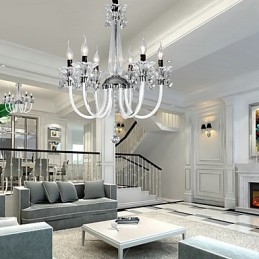 American Style Lodge 6 vaalea kattokruunu lasivarjostimella