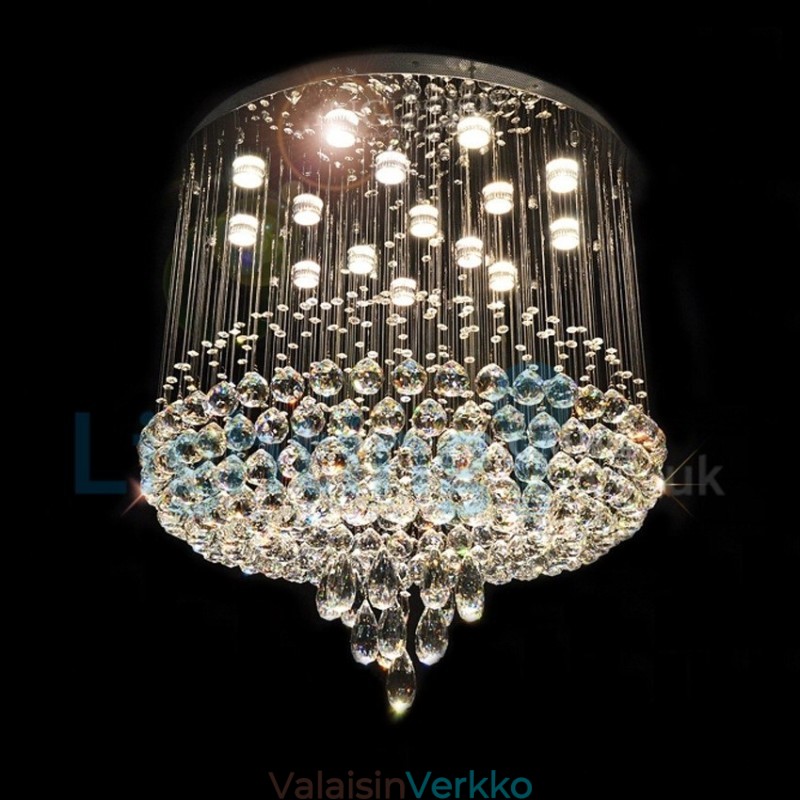 Moderni nykyaikainen kattokruunu uppoasennettava riippuvalaisin Crystal Rain Drop Light