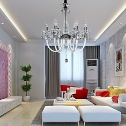 American Style Lodge 6 vaalea kattokruunu lasivarjostimella