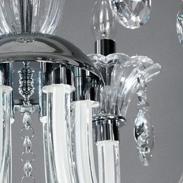 American Style Lodge 6 vaalea kattokruunu lasivarjostimella