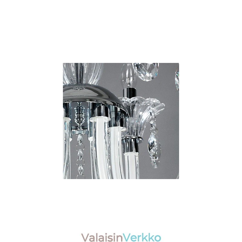 American Style Lodge 6 vaalea kattokruunu lasivarjostimella