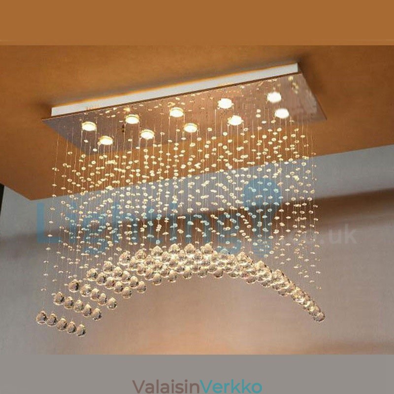 Moderni nykyaikainen kattokruunu uppoasennettava riippuvalaisin Crystal Rain Drop Light