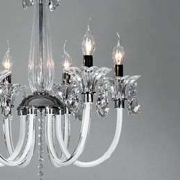 American Style Lodge 6 vaalea kattokruunu lasivarjostimella