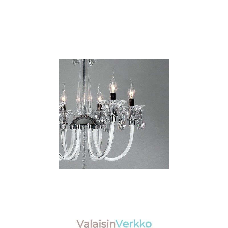 American Style Lodge 6 vaalea kattokruunu lasivarjostimella