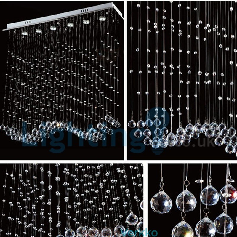 Moderni nykyaikainen kattokruunu uppoasennettava riippuvalaisin Crystal Rain Drop Light