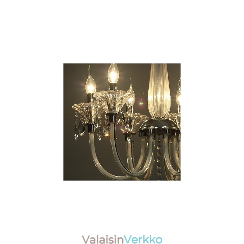 American Style Lodge 6 vaalea kattokruunu lasivarjostimella