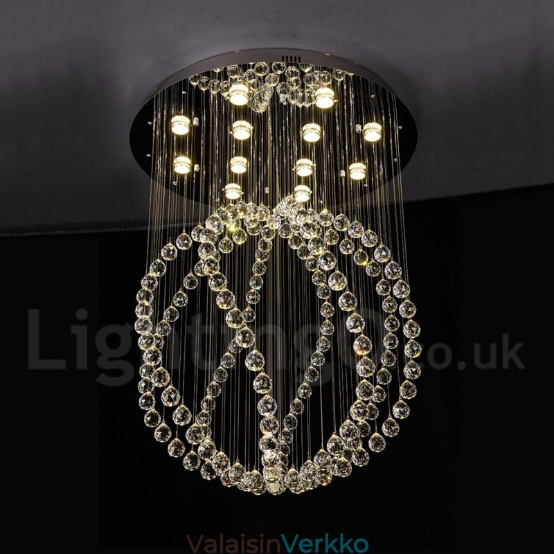 Moderni nykyaikainen kattokruunu uppoasennettava riippuvalaisin Crystal Rain Drop Light