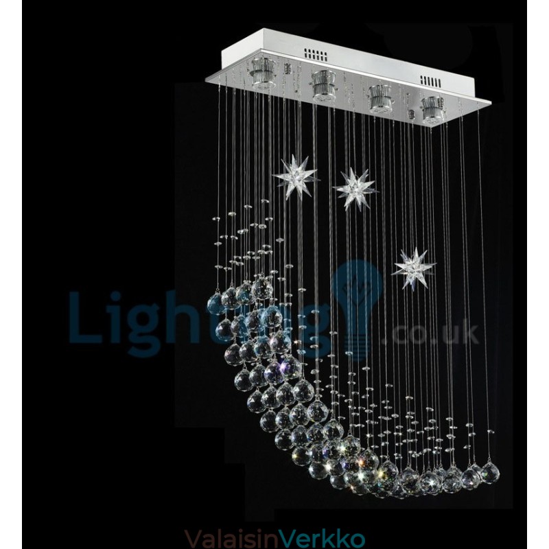 Moderni nykyaikainen kattokruunu uppoasennettava riippuvalaisin Crystal Rain Drop Light