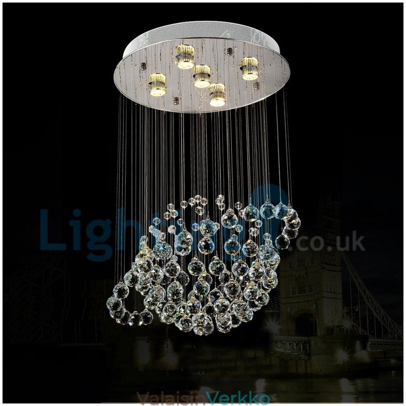 Moderni nykyaikainen kattokruunu uppoasennettava riippuvalaisin Crystal Rain Drop Light