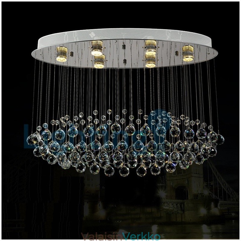 Moderni nykyaikainen kattokruunu uppoasennettava riippuvalaisin Crystal Rain Drop Light