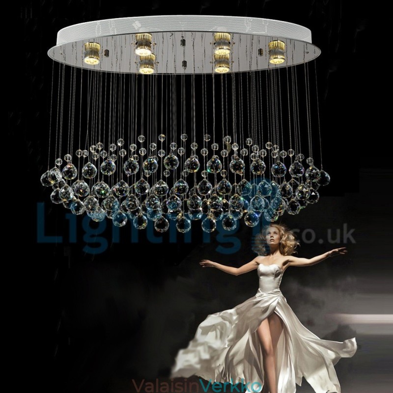 Moderni nykyaikainen kattokruunu uppoasennettava riippuvalaisin Crystal Rain Drop Light