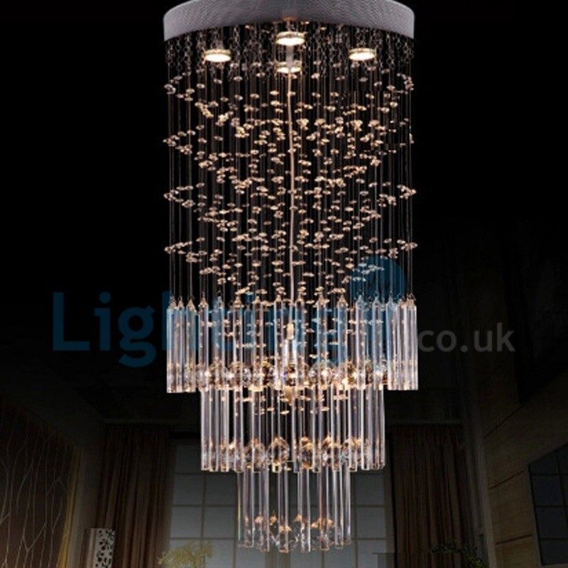 Moderni nykyaikainen kattokruunu uppoasennettava riippuvalaisin Crystal Rain Drop Light