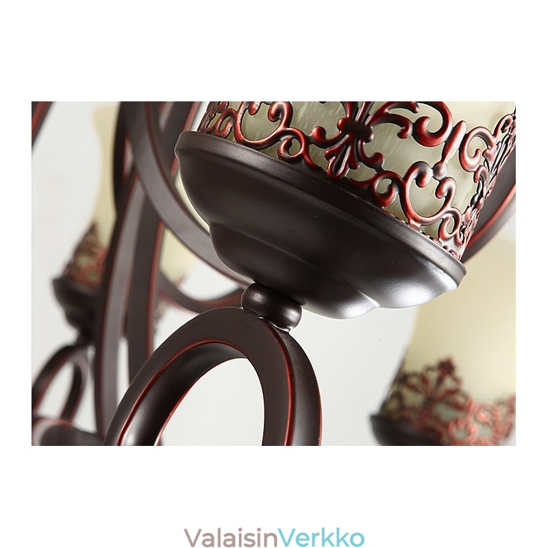 24 valoa korkea katto Vintage Country Island Maalaus metallikattokruunu lasivarjostimilla korkea katto