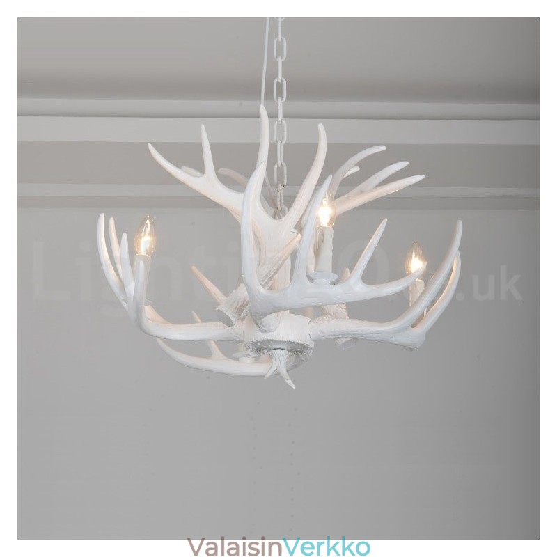 4 Vaalea maalaismainen taiteellinen retrosarvivalkoinen kattokruunu