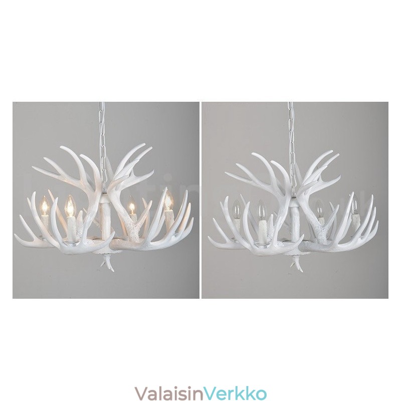 4 Vaalea maalaismainen taiteellinen retrosarvivalkoinen kattokruunu