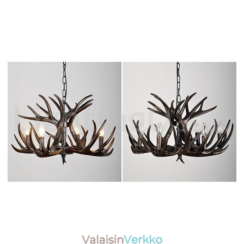 4 Vaalea maalaismainen taiteellinen retro Antler Gradient musta kattokruunu