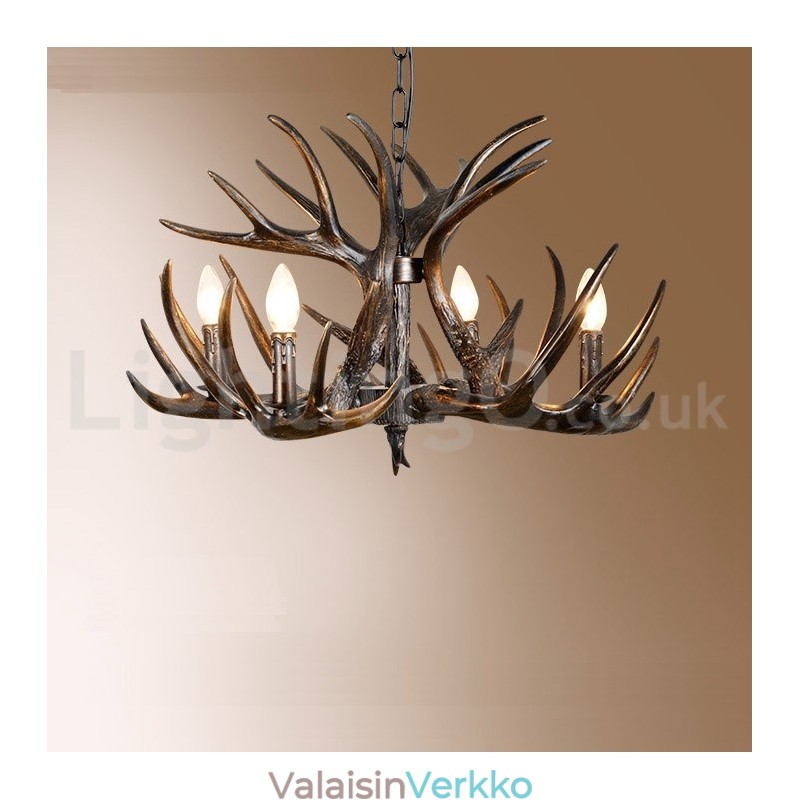 4 Vaalea maalaismainen taiteellinen retro Antler Gradient musta kattokruunu