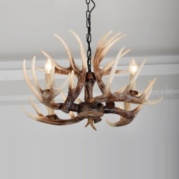 4 Vaalea maalaismainen taiteellinen retro Antler Antler kattokruunu