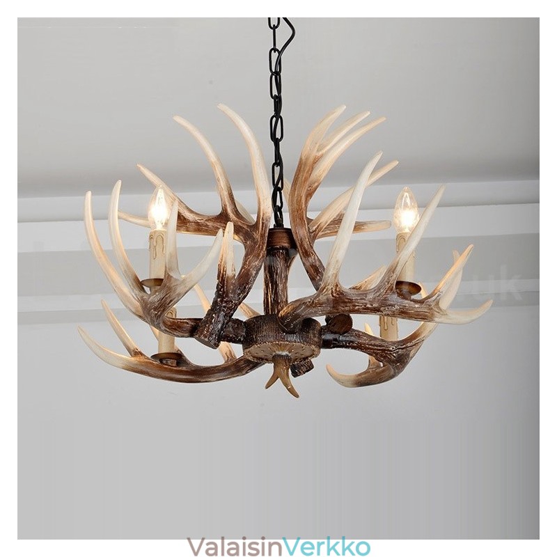 4 Vaalea maalaismainen taiteellinen retro Antler Antler kattokruunu