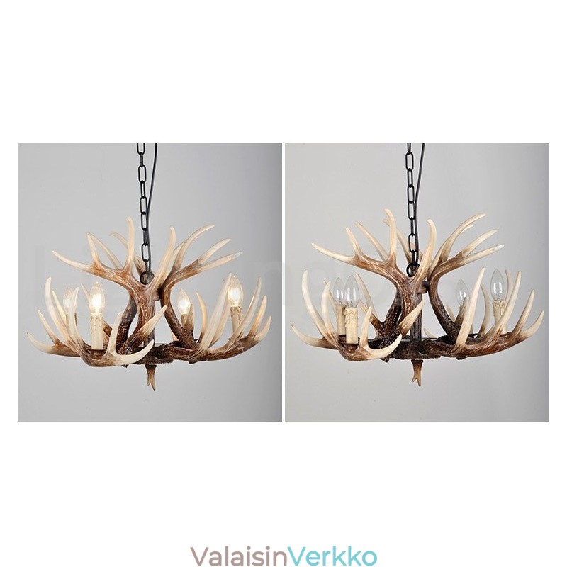 4 Vaalea maalaismainen taiteellinen retro Antler Antler kattokruunu