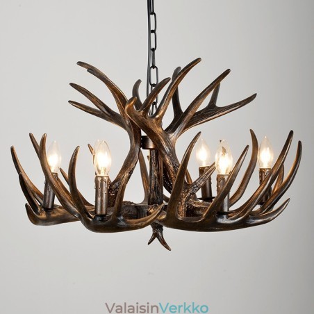 6 Vaalea maalaismainen taiteellinen Retro Antler Musta kattokruunu 6 Vaalea maalaismainen taiteellinen Retro Antler Musta kattokruunu