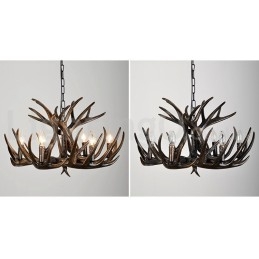 6 Vaalea maalaismainen taiteellinen Retro Antler Musta kattokruunu