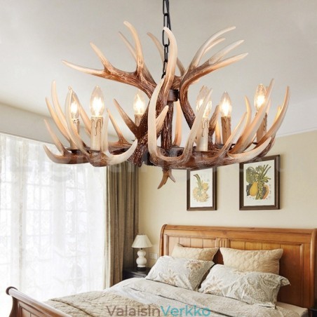 6 Vaalea maalaismainen taiteellinen Retro Antler Vintage kattokruunu 6 Vaalea maalaismainen taiteellinen Retro Antler Vintage kattokruunu