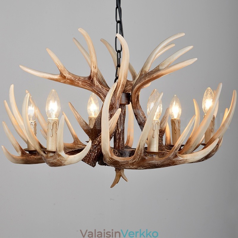 6 Vaalea maalaismainen taiteellinen Retro Antler Vintage kattokruunu