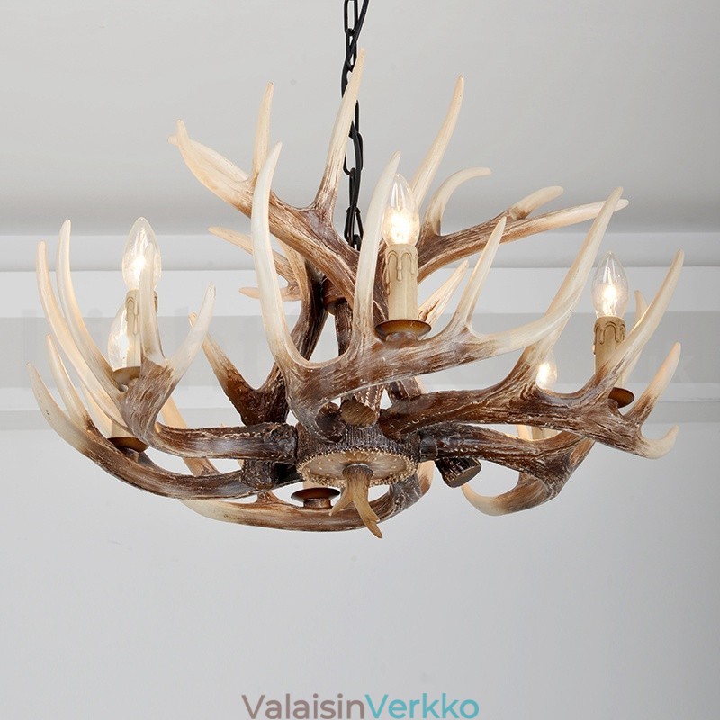 6 Vaalea maalaismainen taiteellinen Retro Antler Vintage kattokruunu