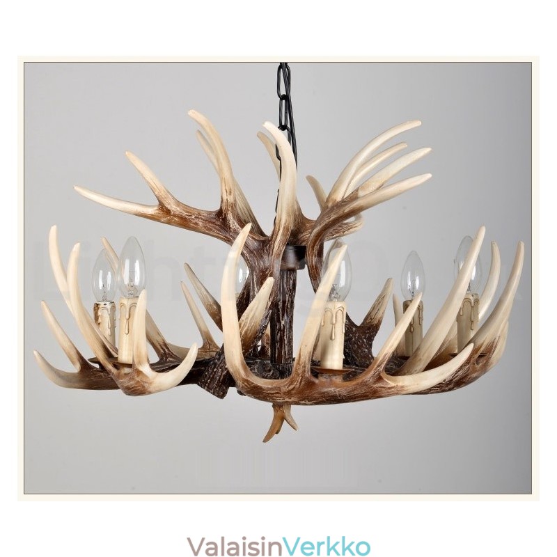 6 Vaalea maalaismainen taiteellinen Retro Antler Vintage kattokruunu