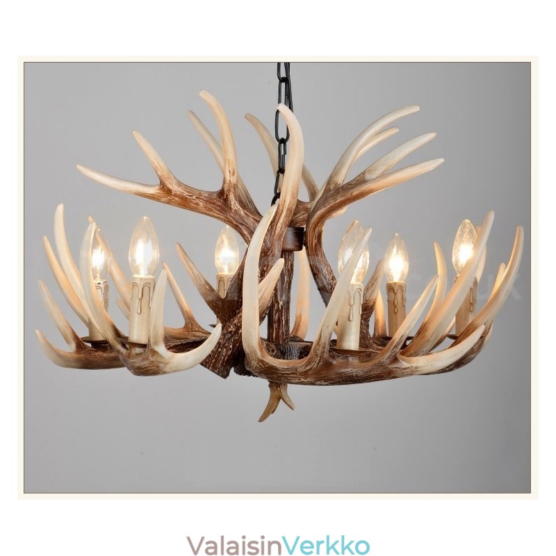 6 Vaalea maalaismainen taiteellinen Retro Antler Vintage kattokruunu