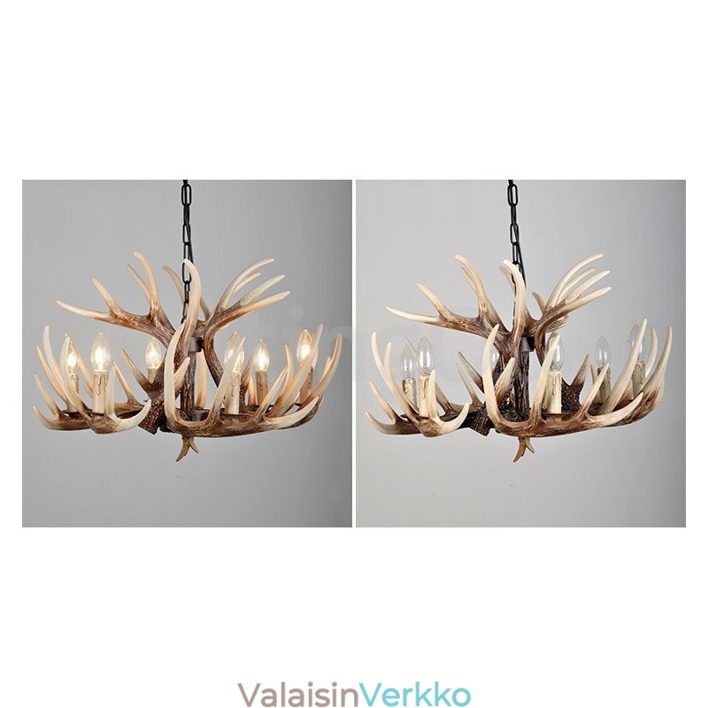 6 Vaalea maalaismainen taiteellinen Retro Antler Vintage kattokruunu