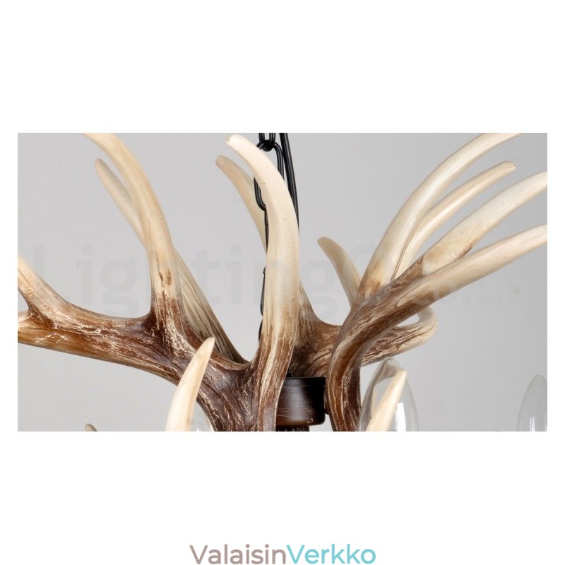 6 Vaalea maalaismainen taiteellinen Retro Antler Vintage kattokruunu