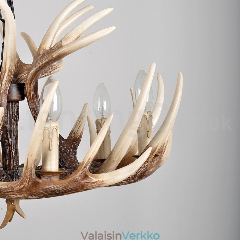 6 Vaalea maalaismainen taiteellinen Retro Antler Vintage kattokruunu