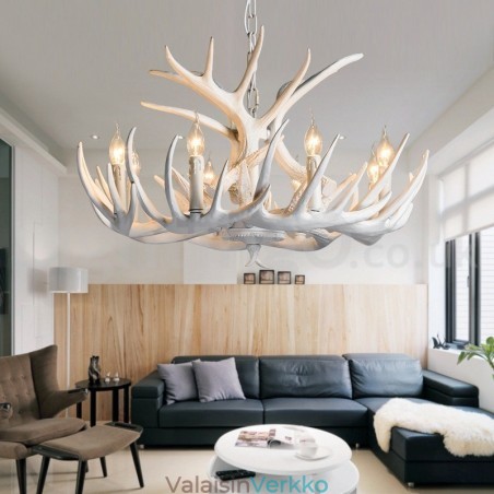 9 Vaalea maalaismainen taiteellinen retrosarvivalkoinen kattokruunu