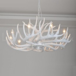 9 Vaalea maalaismainen taiteellinen retrosarvivalkoinen kattokruunu