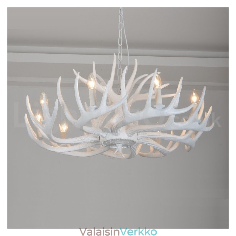 9 Vaalea maalaismainen taiteellinen retrosarvivalkoinen kattokruunu