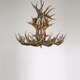12 Light 2 Ties Maalaismainen taiteellinen Retro Antler Vintage kattokruunu
