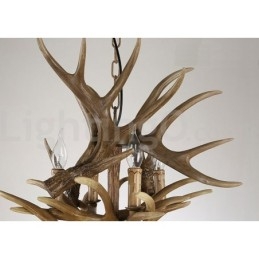 12 Light 2 Ties Maalaismainen taiteellinen Retro Antler Vintage kattokruunu