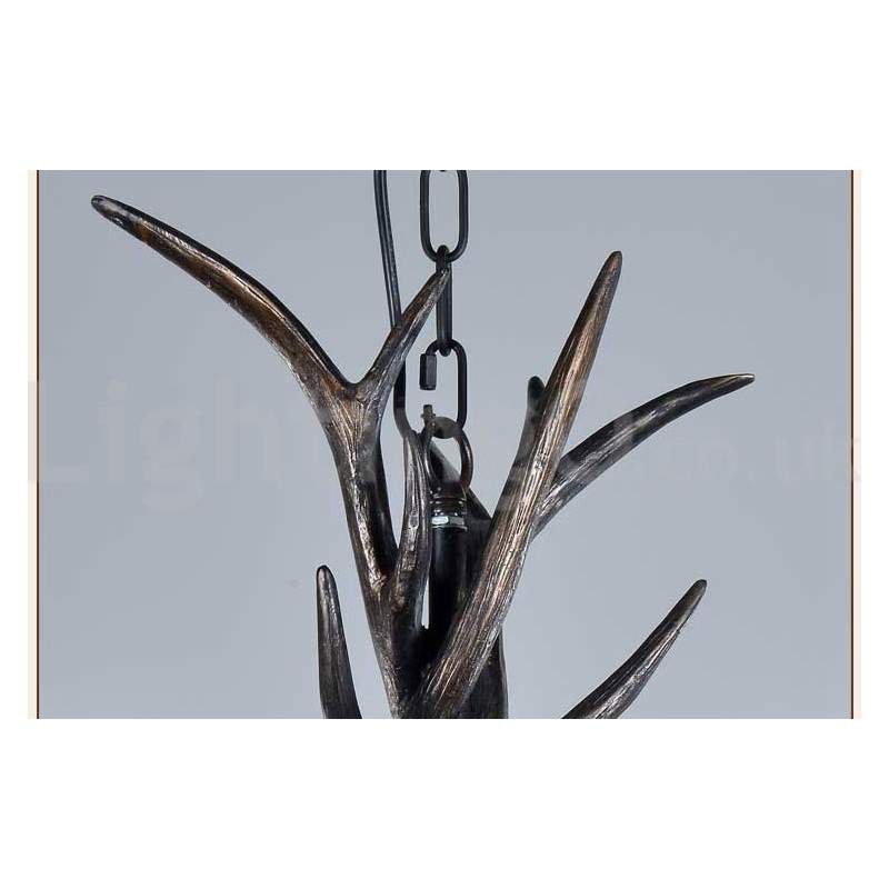 6 Vaalea maalaismainen taiteellinen Retro Antler Black Vintage kattokruunu