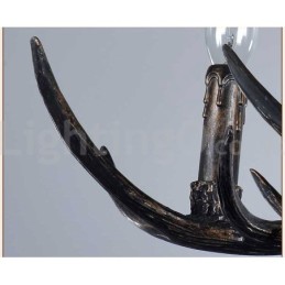 6 Vaalea maalaismainen taiteellinen Retro Antler Black Vintage kattokruunu