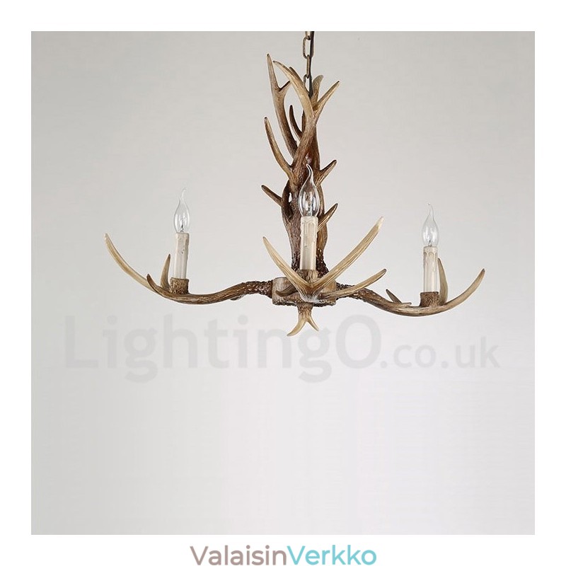 3 Vaalea maalaismainen taiteellinen Retro Antler Vintage kynttiläkruunu