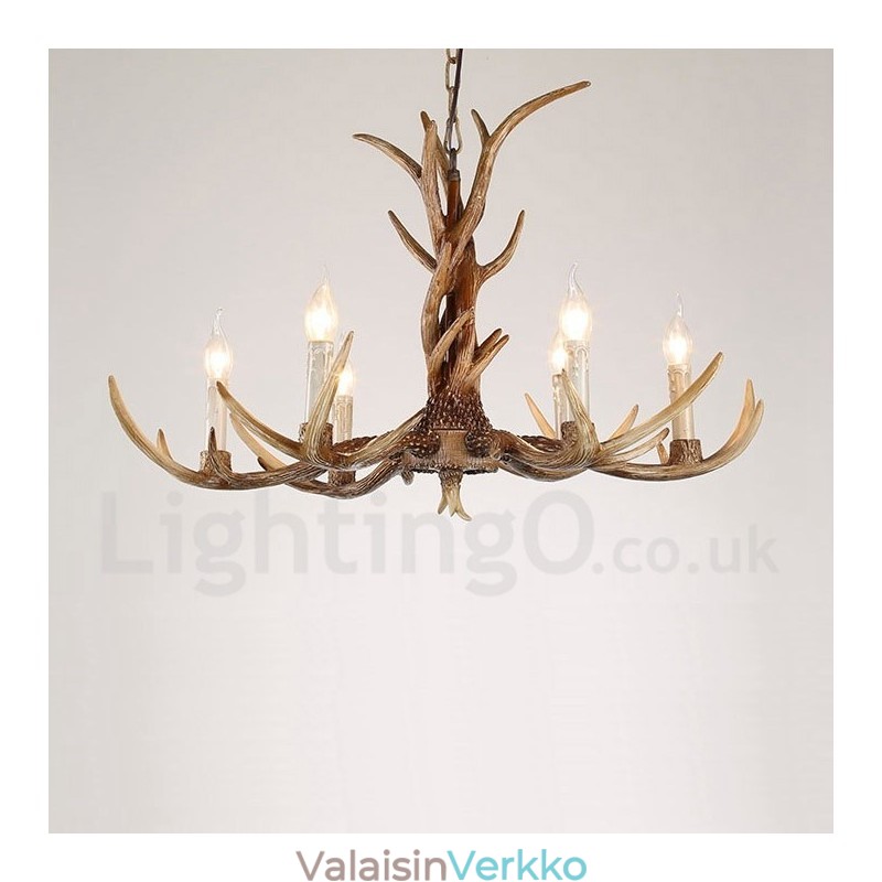 6 Vaalea maalaismainen taiteellinen Retro Antler Vintage kynttiläkruunu
