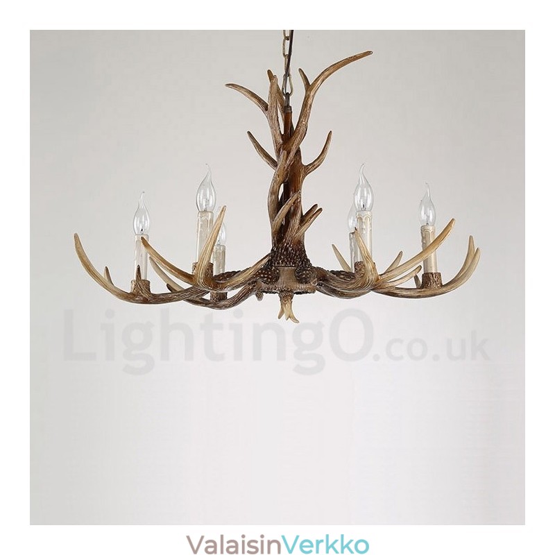 6 Vaalea maalaismainen taiteellinen Retro Antler Vintage kynttiläkruunu